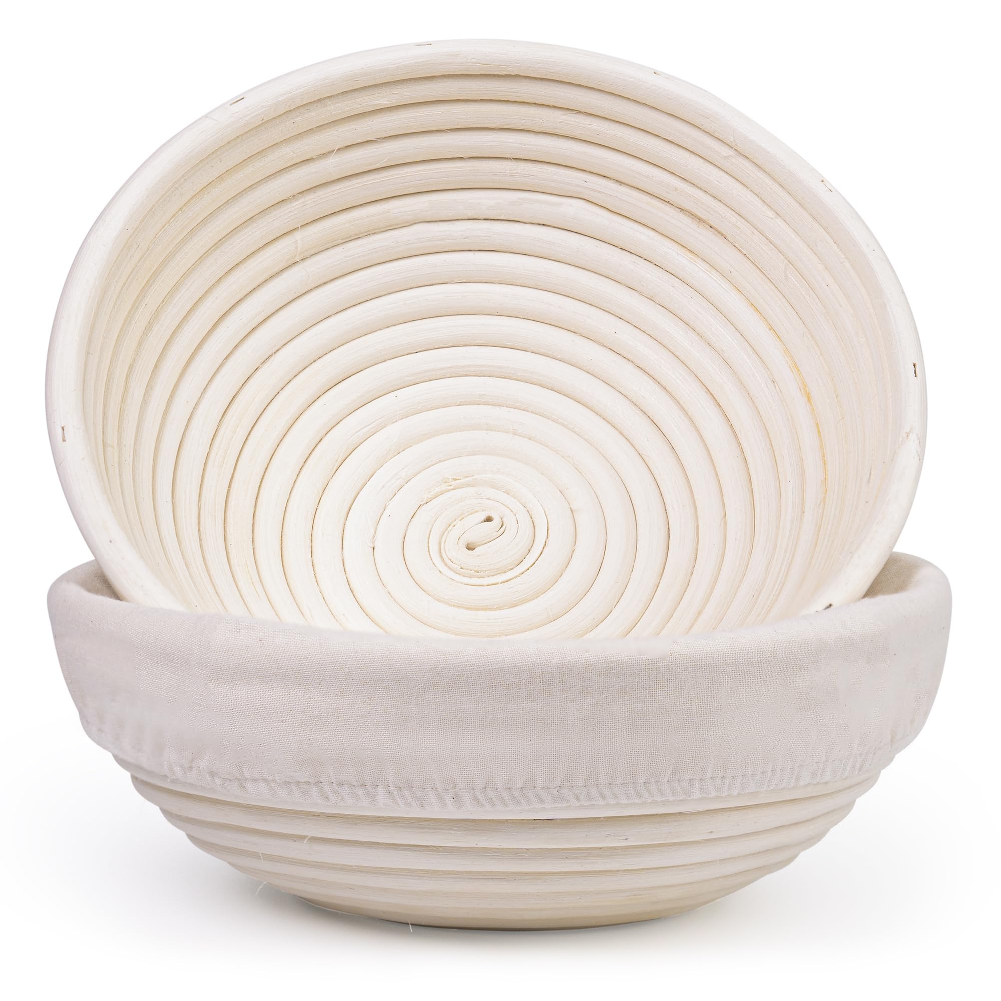 2-Pack Round Bread Proofing Baskets with Liners – 9 Inch Dough Rising Bowls for Sourdough Baking | Professional & Home Baker Essential | Perfect for Artisan Bread, Homemade Loaves & Rustic Pastries