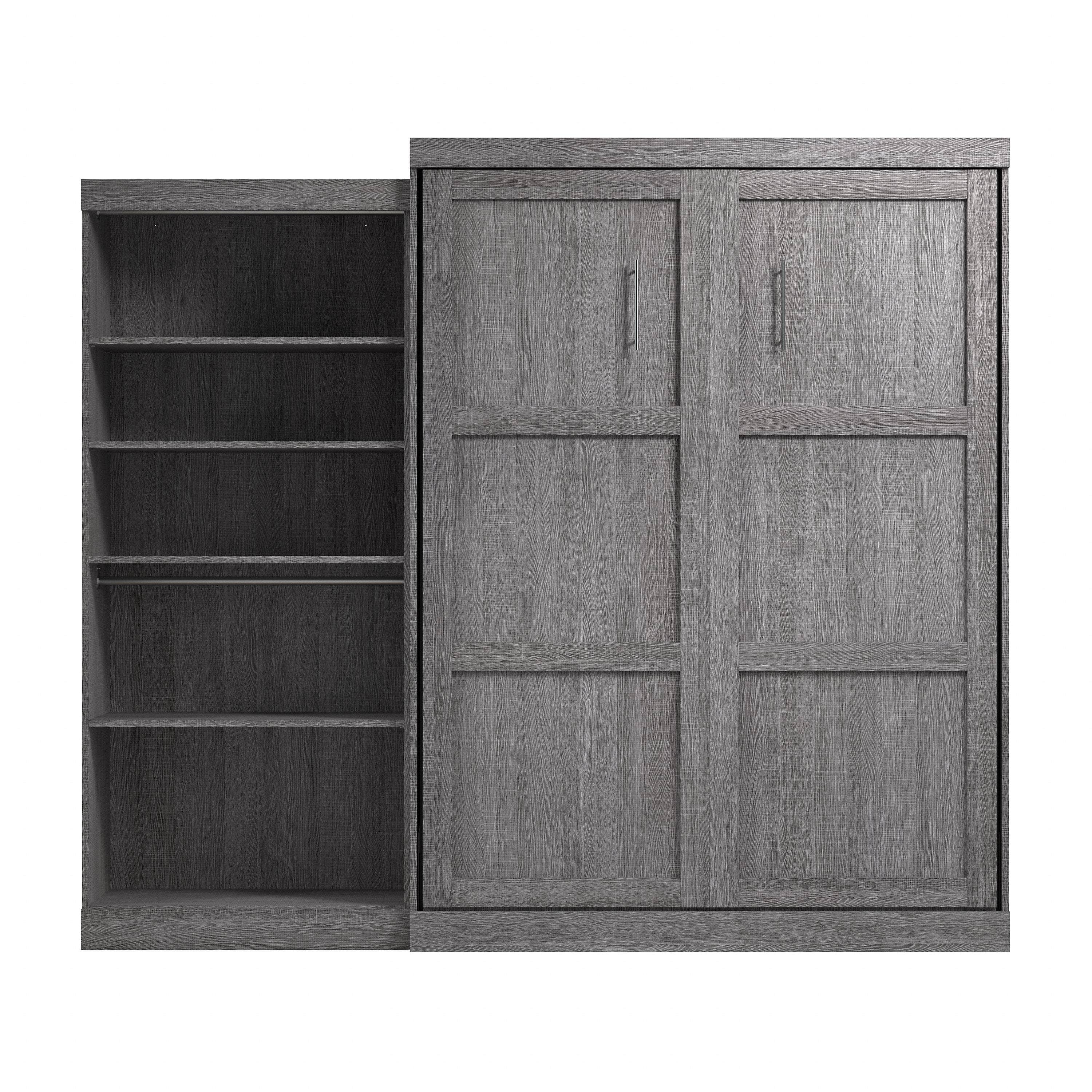 Pur Queen Murphy Wall Bed with Closet Organizer (101W) - 7 Color Options | Space-Saving Wall Bed for Small Apartments, Guest Rooms & Home Offices