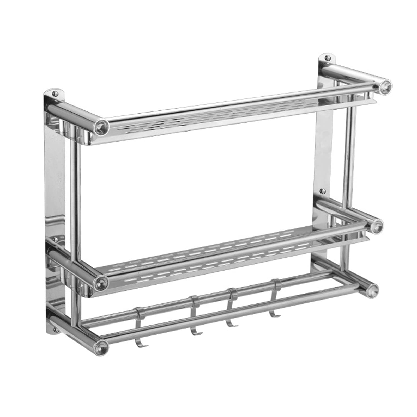 Stainless Steel Double Towel Rail - Wall Mounted Bathroom Storage Shelf & Towel Hanger - 40cm Multifunctional Towel Rack for Bathroom Organization - Perfect for Small Spaces, Apartments & Modern Bathroom Decor