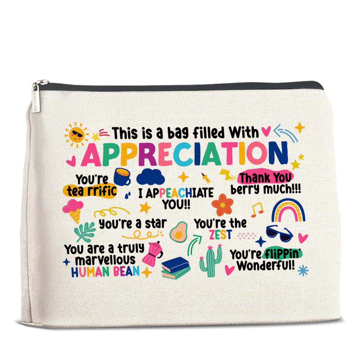 **Teacher Appreciation Gifts - Inspirational Makeup Bag for Women, Christmas & Birthday Gifts for Teachers - Cosmetic Pouch with Zipper (Perfect for Travel, School, or Daily Use)**