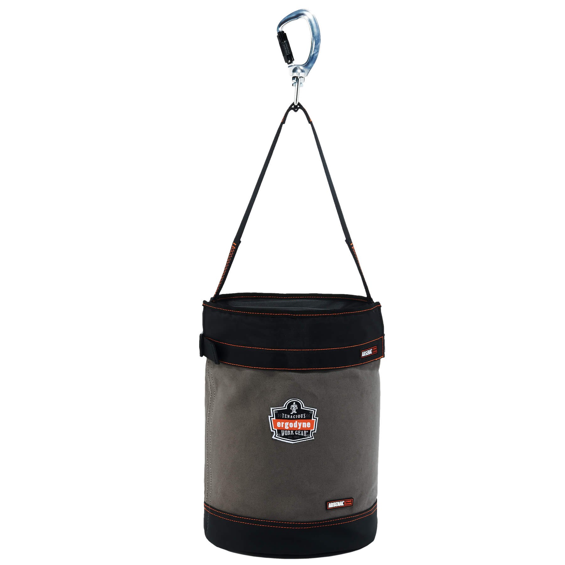 Ergodyne Arsenal 5940T Large Canvas Tool Bucket with Cover - Heavy Duty Gray Tool Organizer for Construction, Gardening & DIY Projects