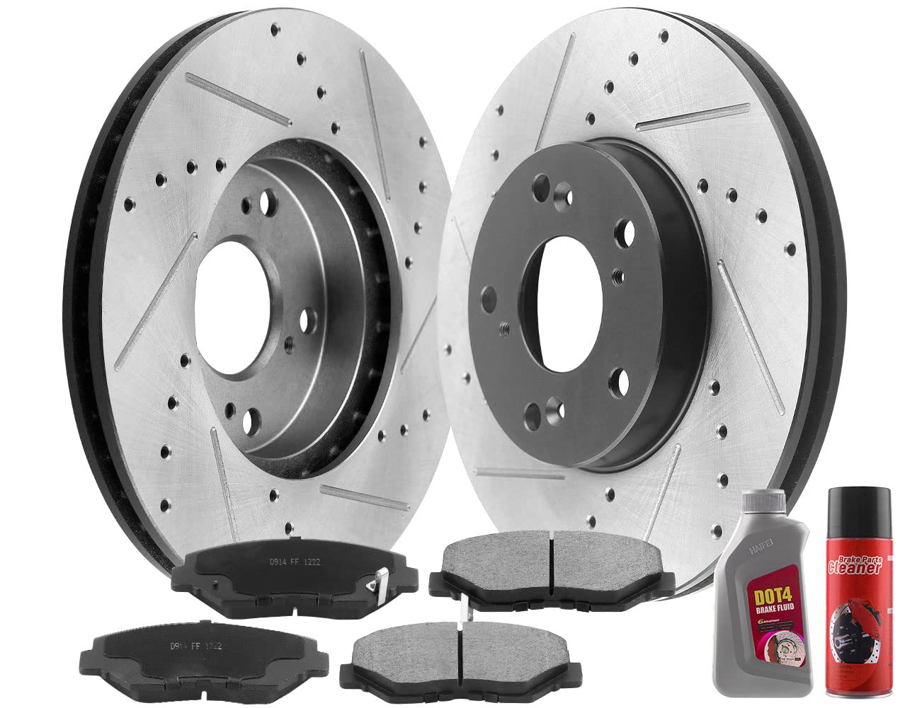 High-Performance 282mm Front Brake Pads & Rotors Kit for Acura ILX, Honda Civic/Accord/Element/CR-V - Includes Ceramic Pads, Brake Cleaner & Fluid | Smooth Stopping Power for City Driving & Highway Commutes