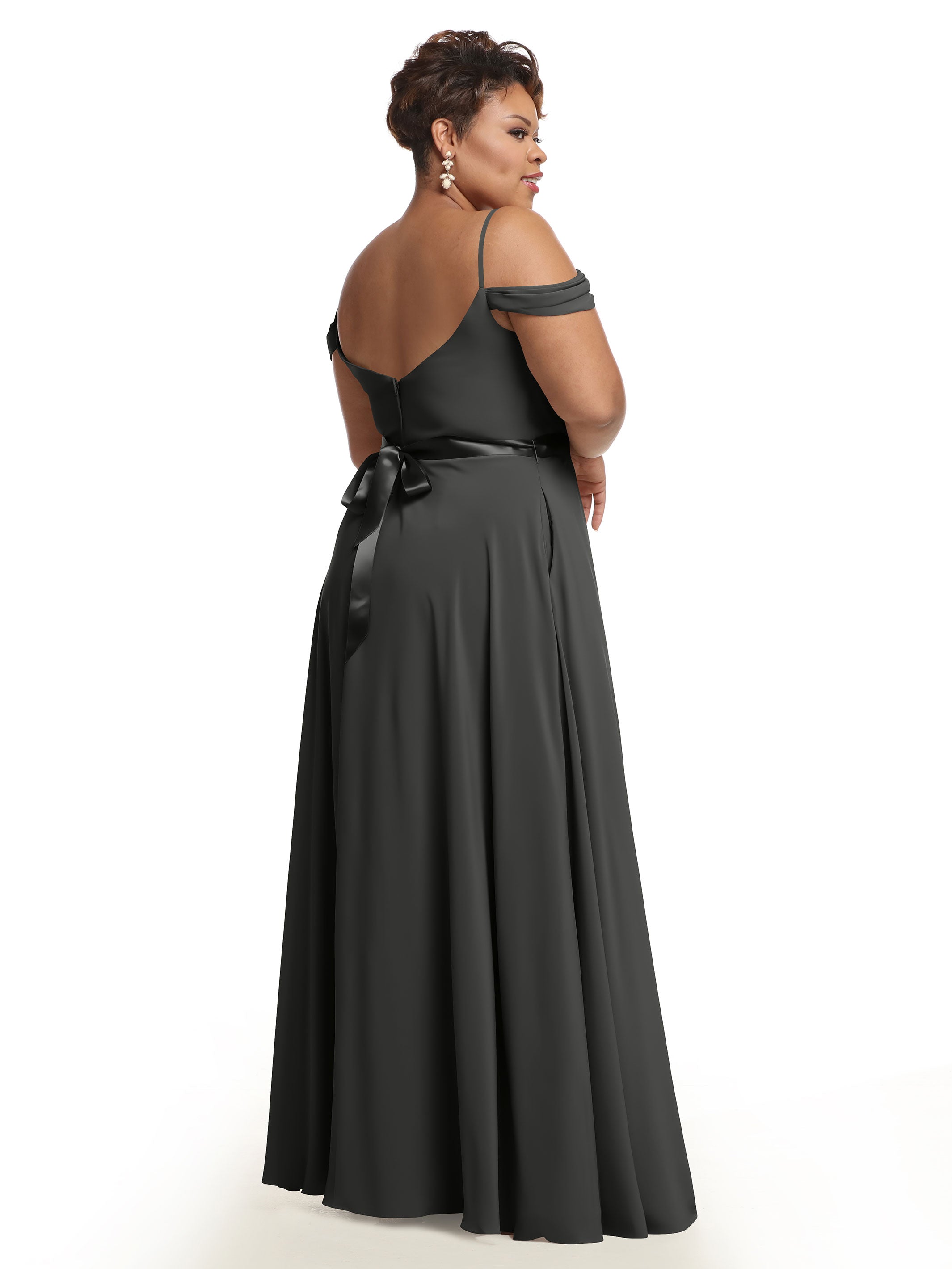Elegant 80106 Off-The-Shoulder Stretch Chiffon A-Line Bridesmaid Dress with Sash - Perfect for Weddings, Formal Events & Special Occasions