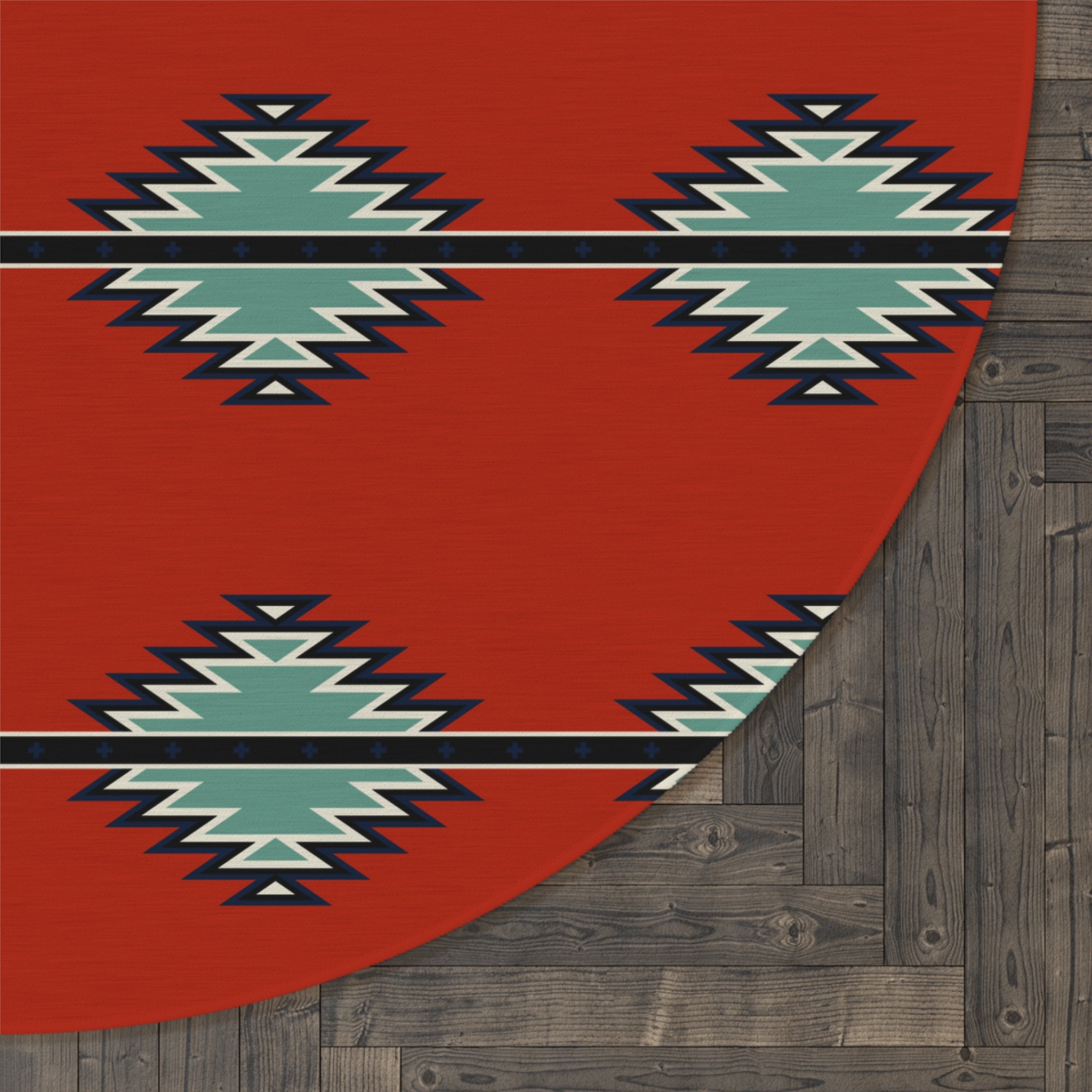 Southwestern Round Rug with Reds River Print - Soft Polyester Chenille - Perfect for Living Room, Bedroom, or Entryway Decor