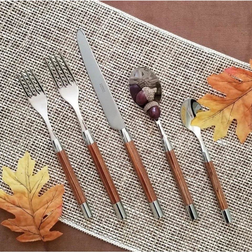 Conty 5-Piece Wooden Dinnerware Set - Elegant Wooden Plates, Bowls & Utensils for Rustic Dining, Picnics & Home Decor