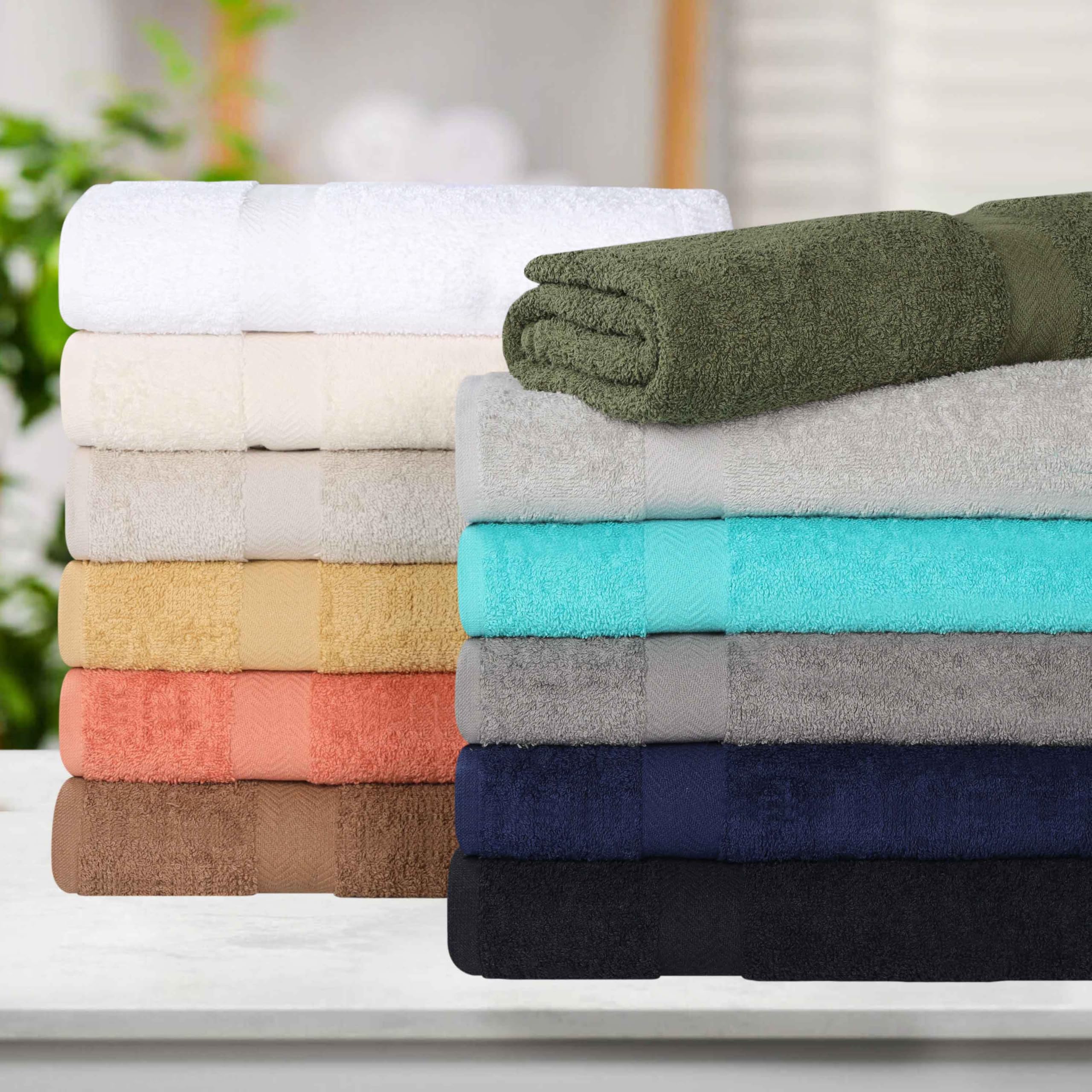 Premium 12-Piece Cotton Towel Set - 6 Face Towels, 4 Hand Towels & 2 Bath Towels | Ultra Absorbent, Quick Dry | Franklin Collection in Forest Green | Perfect for Home, Bathroom & Guest Essentials | Ideal for Spa Days, Gym & Luxury Bathing Experience
