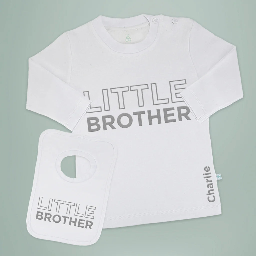 Little Brother Matching Outfit Set - Soft Gray Sibling Coordinated Clothes for Family Photos & Special Occasions