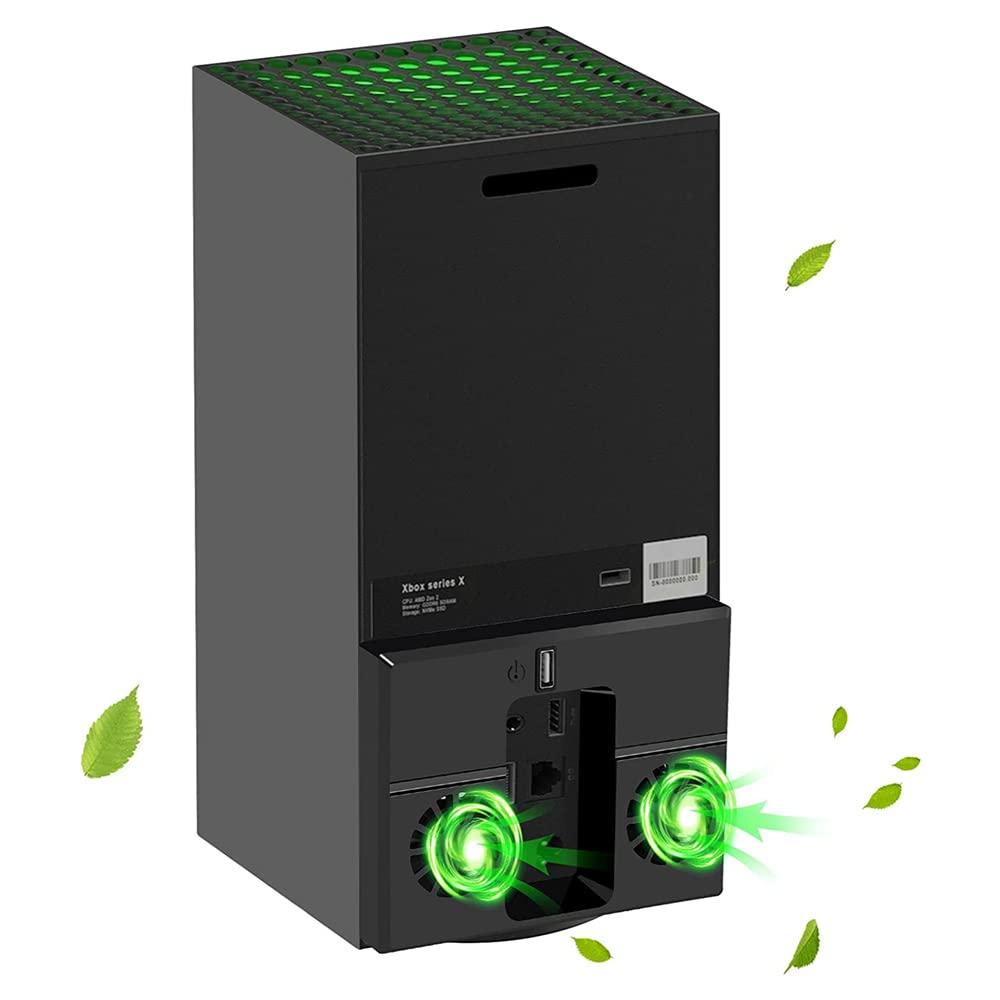 Xbox Series X Cooling Fan Stand - Dual Dock Charging Station for Controllers, Vertical USB Cooling Stand with Colorful LED Lights | Perfect for Gaming Sessions & Controller Storage