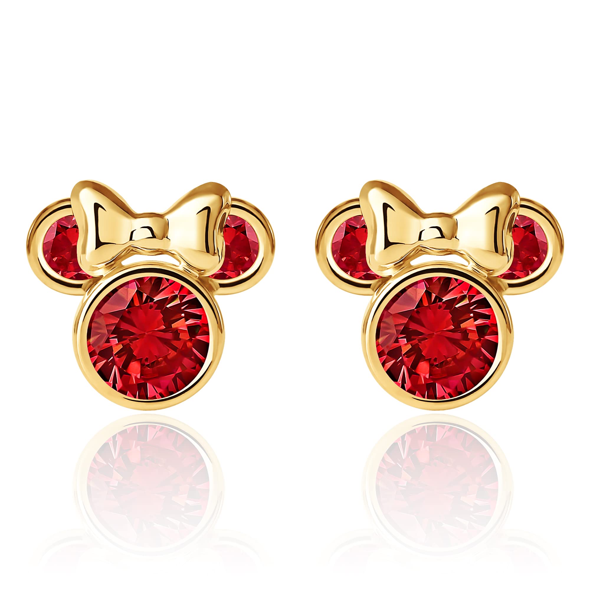 Disney Minnie Mouse Birthstone Stud Earrings for Women - 10K Gold Disney Jewelry - Perfect Gift for Birthday, Anniversary & Disney Fans