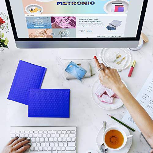4x8 Bubble Mailer Padded Envelopes - Royal Blue Shipping Bags for Ecommerce, Small Packages & Mailing | Waterproof & Tear-Resistant | Perfect for Jewelry, Cosmetics, Documents & Small Items