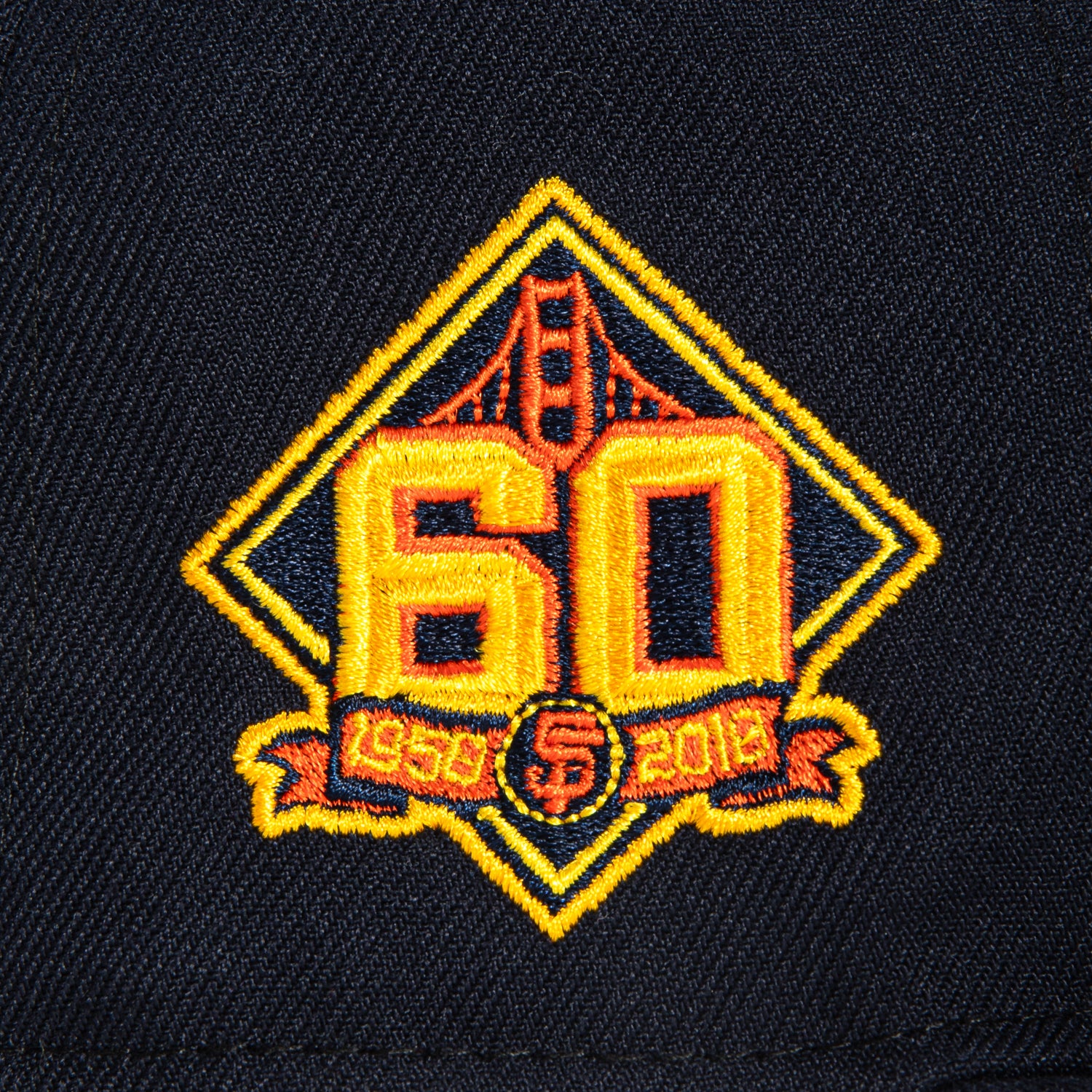 New Era 59Fifty San Francisco Giants 60th Anniversary Patch Snapback Hat - Navy, Orange & Gold - MLB Baseball Cap for Men & Women - Perfect for Games, Collecting & Streetwear Fashion