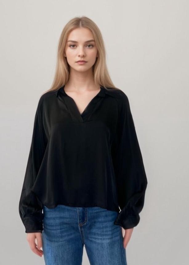 Ibiza Solid Black Blouse for Women - Elegant Casual & Office Wear - Perfect for Parties, Work, and Everyday Outfits