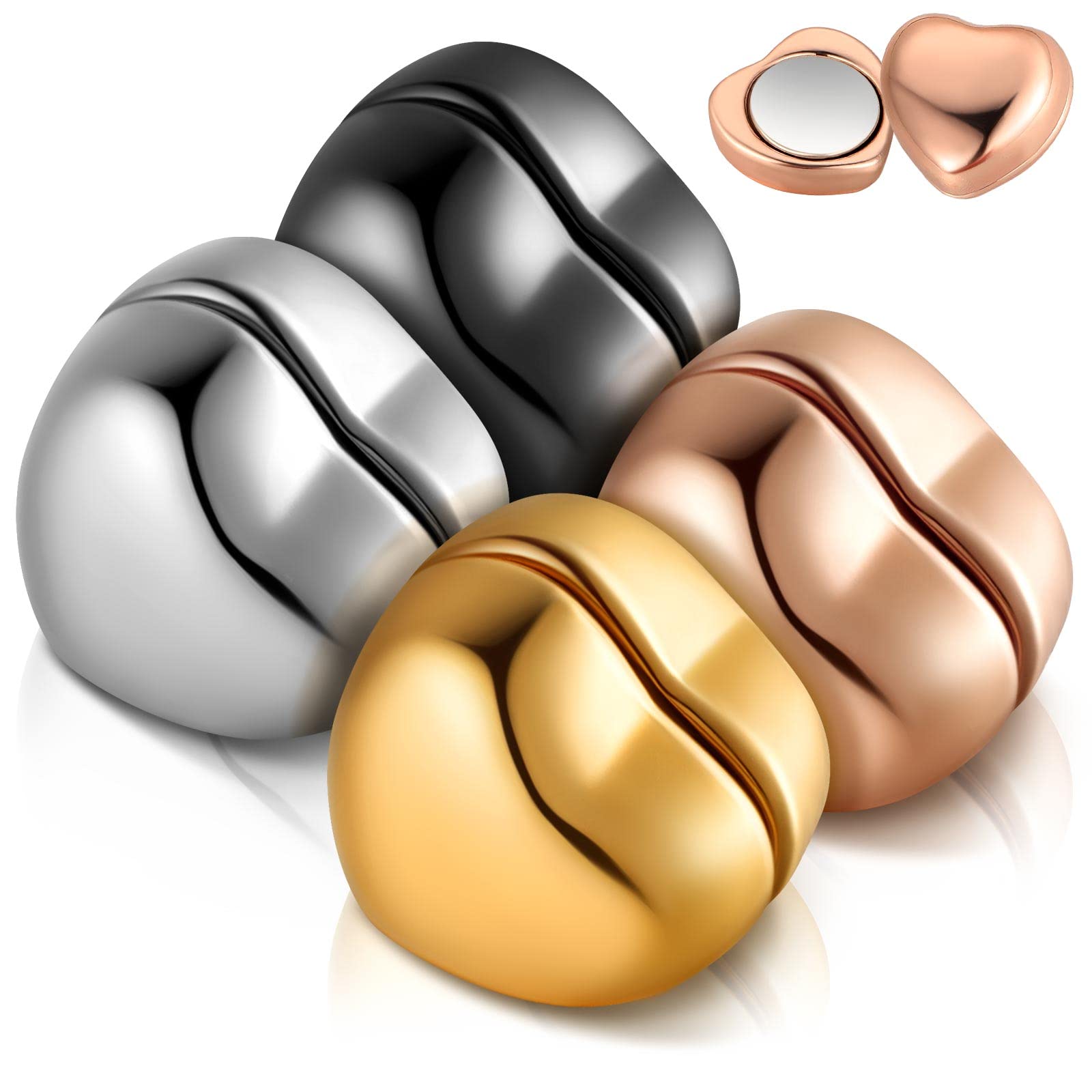**Strongest Magnetic Hijab Pins - 4 Pack Gold, Silver, Rose Gold & Black Heart-Shaped Hijab Magnets for Women - Secure Scarves, Shawls & Head Coverings - Perfect for Daily Wear, Work & Special Occasions**