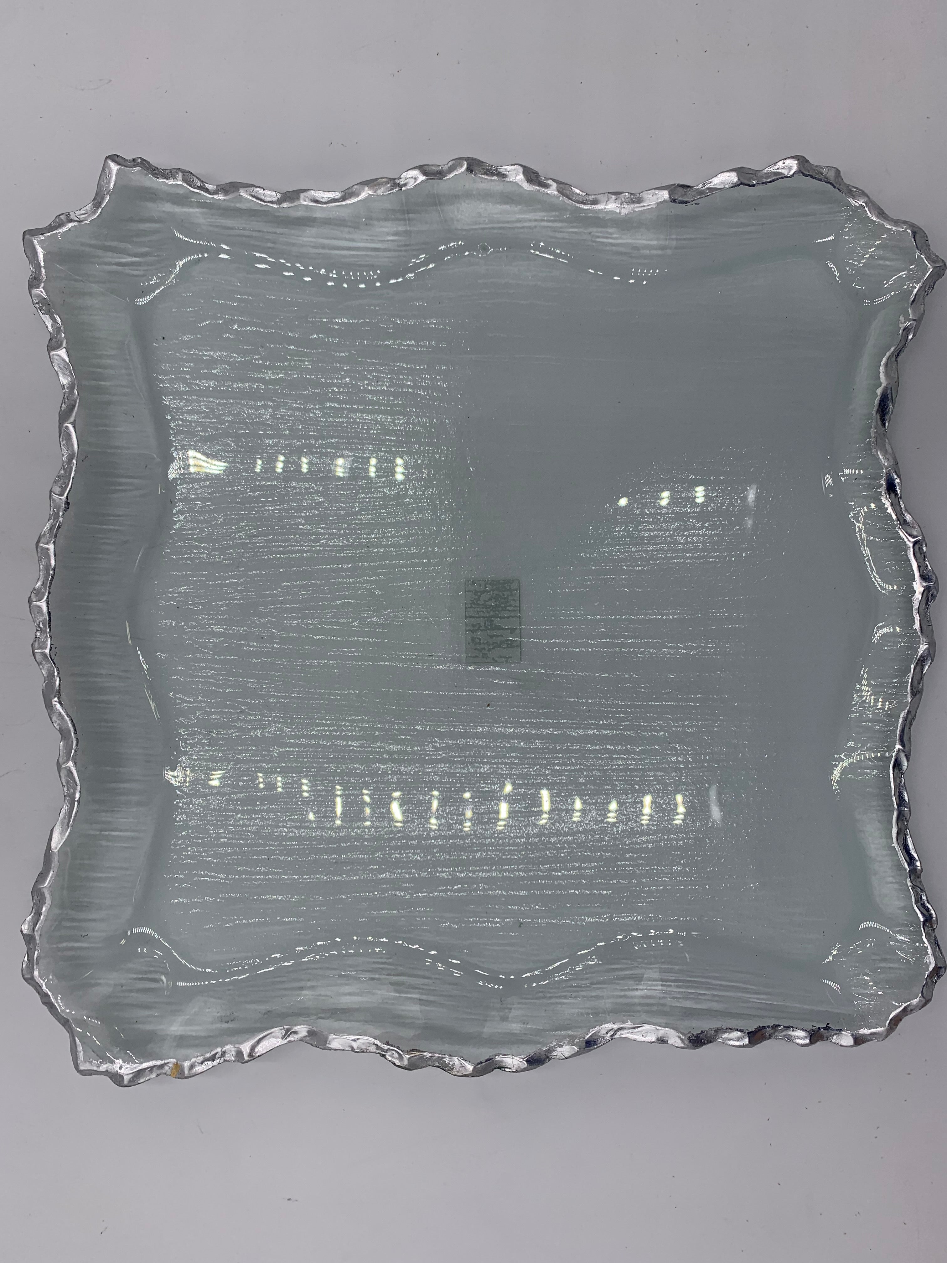 12-Piece Square Glass Plates with Silver Rim - Elegant Dinnerware Set for Parties, Weddings & Home Decor