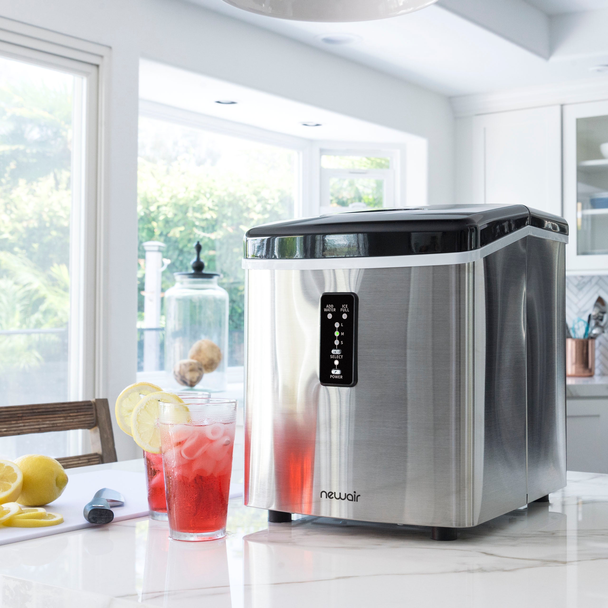Newair® Countertop Ice Maker - 28 lbs/Day, Bullet Ice Machine for Home, Office, Bar & Parties | Fast & Portable Ice Cube Maker for Cocktails, Beverages & Outdoor Events