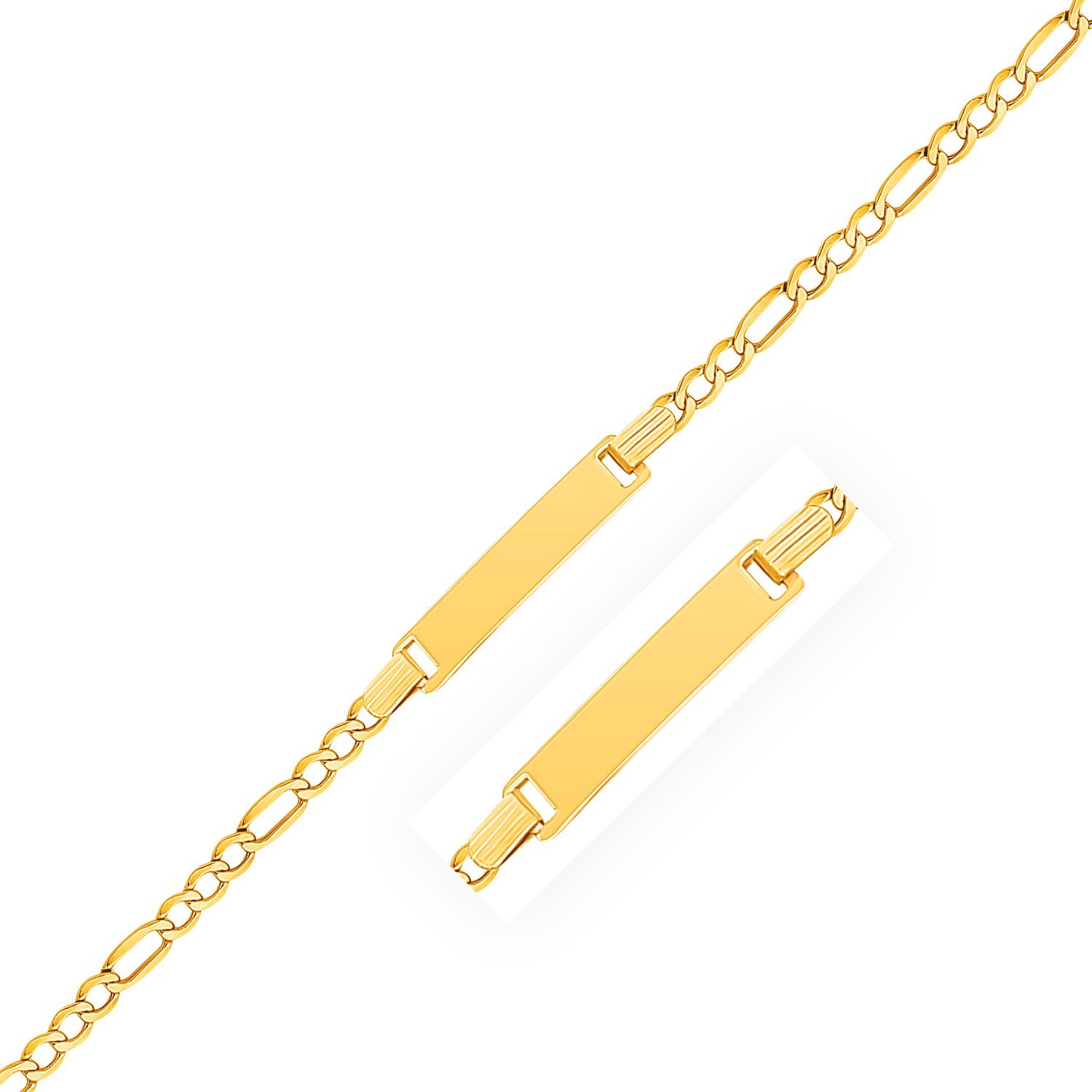 14K Yellow Gold Figaro Link Children's ID Bracelet - Dainty Adjustable Name Bracelet for Women & Girls - Perfect for Birthdays, Gifts & Everyday Wear
