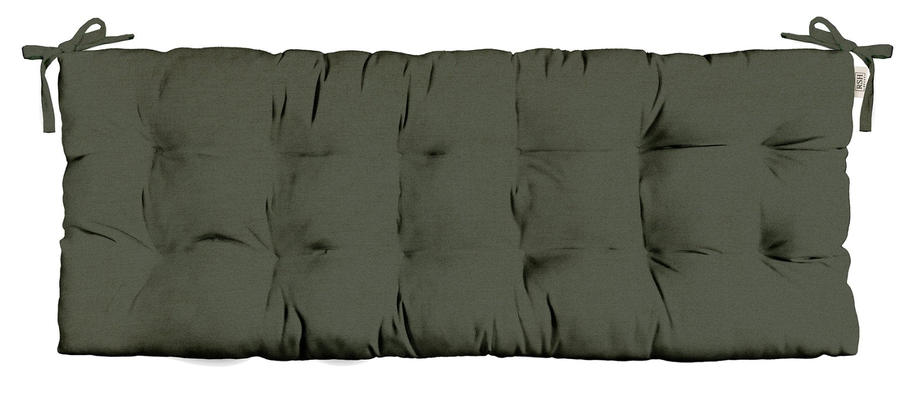 Sunbrella Cast Greens & Blues Tufted Bench Cushion with Ties - Water-Resistant Outdoor Patio Furniture Cushion for Garden, Deck, and Poolside Use