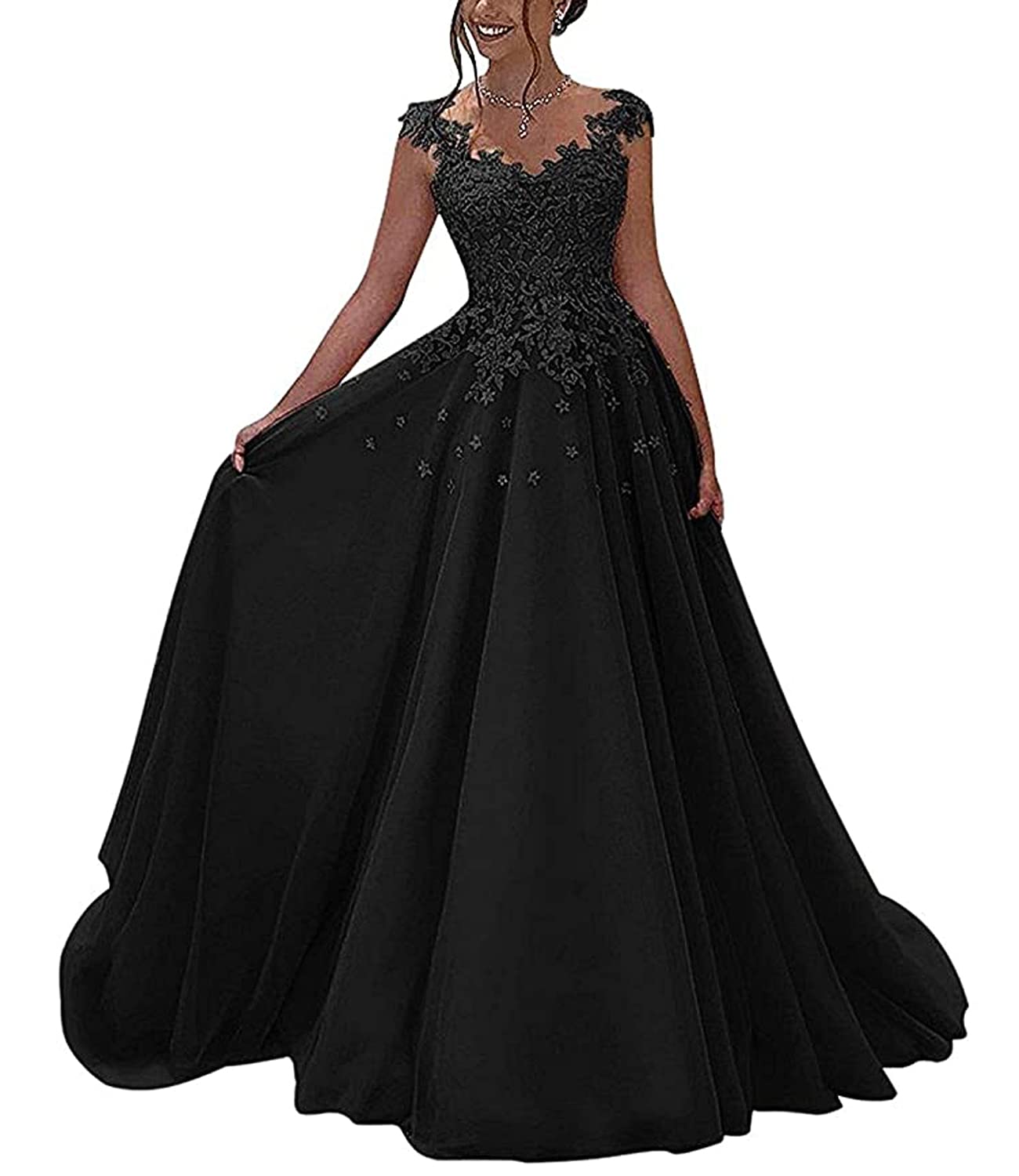 Elegant V-Neck Prom Dress with Lace Appliques - Long Formal Evening Gown for Homecoming, Wedding & Special Occasions