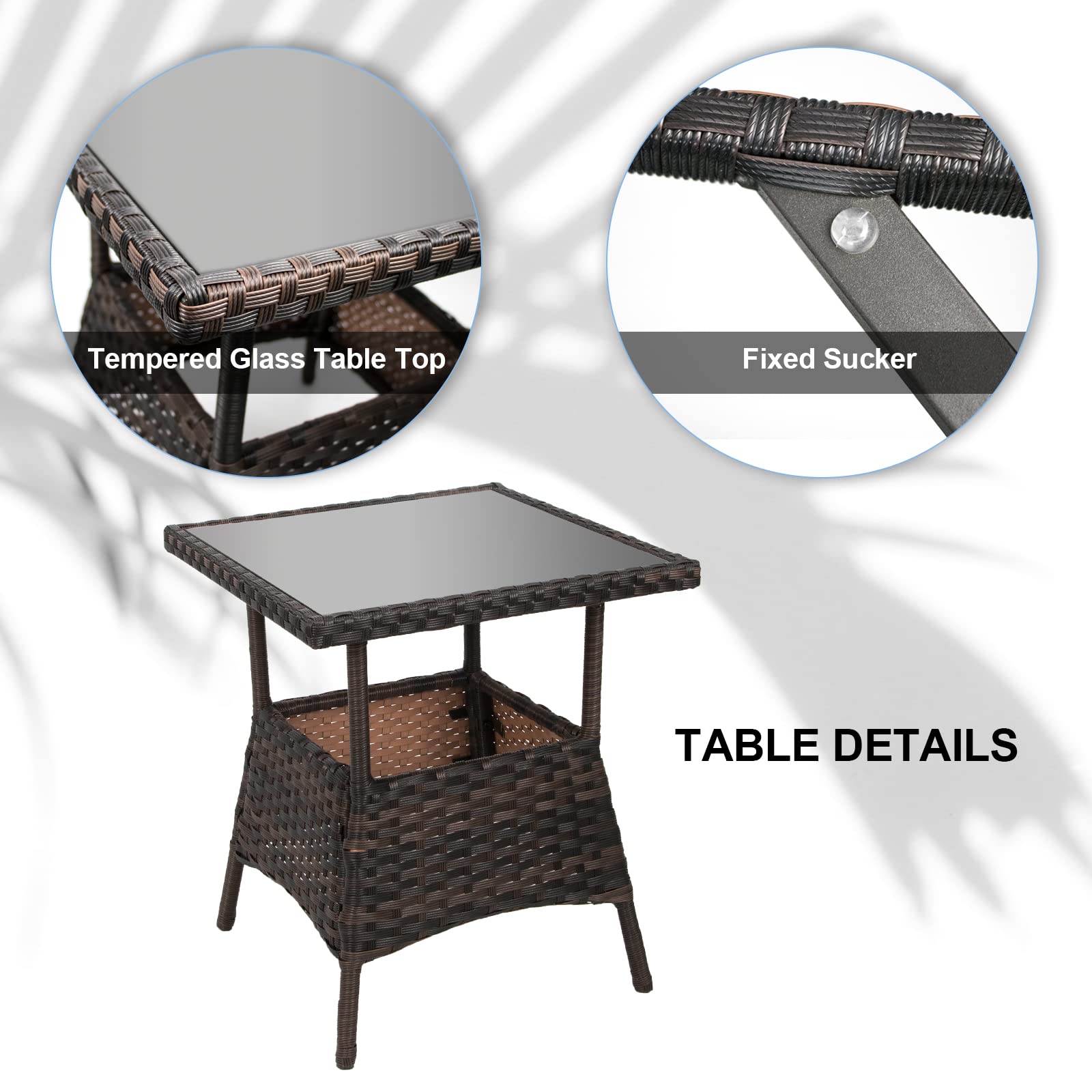 LEVELEVE 3-Piece Outdoor Rocking Bistro Set - PE Wicker Patio Conversation Chairs with Comfortable Rocking Motion (Black) - Perfect for Backyard, Garden, Porch or Poolside Relaxation