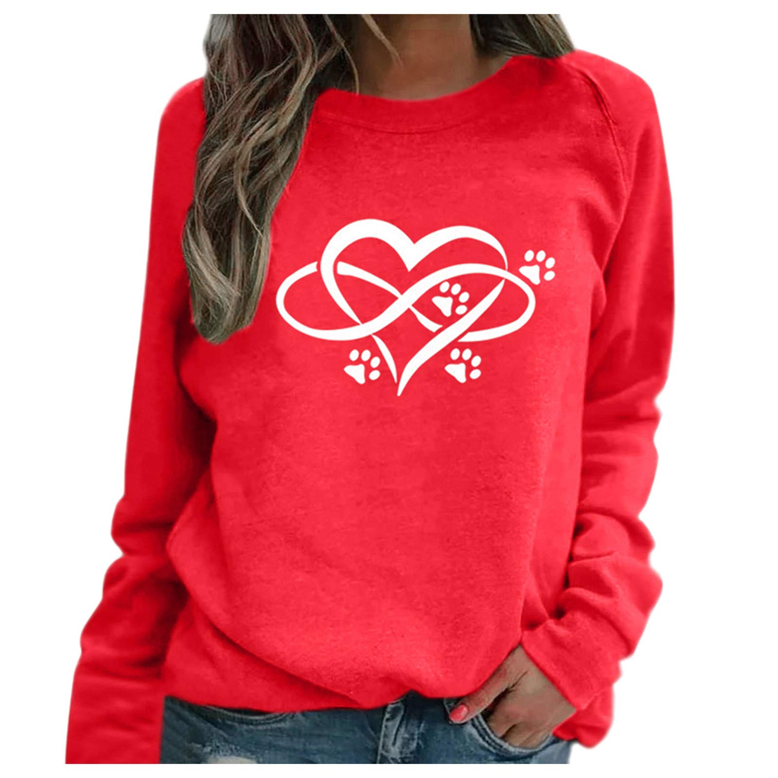 Women's Casual Long Sleeve Blouse - Soft Raglan Tops with Trendy Footprint Print | Perfect for Work, Weekend Outfits & Layering