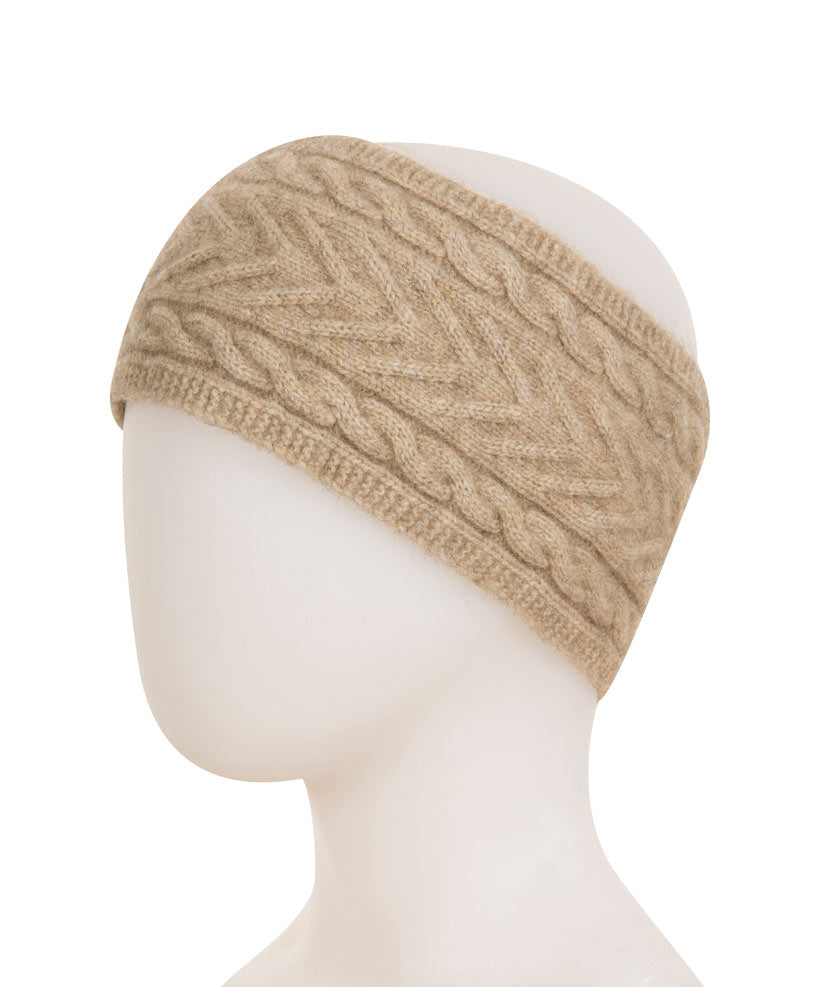 Flax Beige Cable Knit Headband for Women - Soft Winter Head Wrap, Fashionable Hair Accessory for Cold Weather, Outdoor Activities & Casual Style | NX725