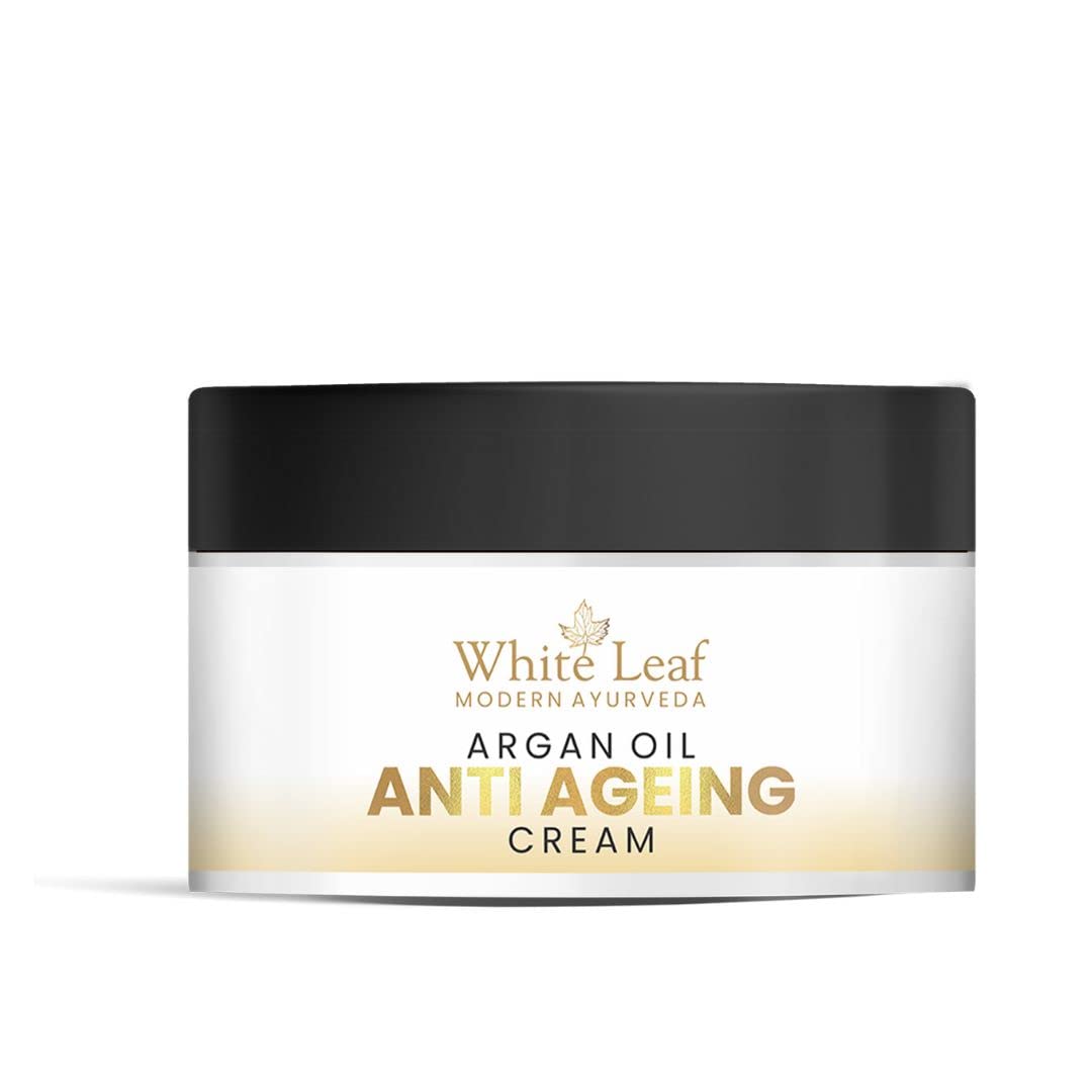 White Leaf Anti-Aging Face Cream 50g with Jojoba & Argan Oil - Day & Night Moisturizer for Men & Women, Reduces Wrinkles & Fine Lines | Perfect for Daily Skincare Routine & Travel