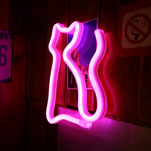 Cat Night Light - USB/Battery Powered LED Cat Shaped Lamp for Bedroom, Nursery, Wedding & Party Decor - Cute Neon Pet Gift for Cat Lovers (Perfect for Nighttime Reading, Kids' Rooms & Holiday Decorations)