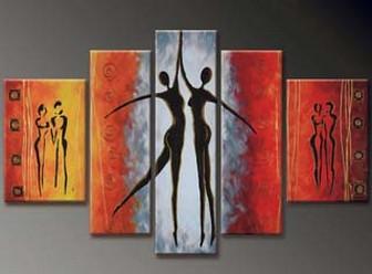 Abstract Dancing Figure Painting - Large 5-Piece Canvas Wall Art Set for Living Room & Bedroom Decor | Modern Home Decor