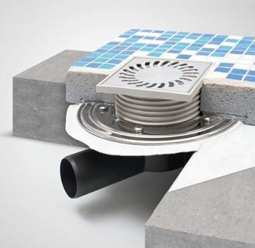 Chudej GmbH 150x150mm Plastic Shower Drain Floor Drain with DNS110 PC 323 Pc, Polypropylene - Ideal for Bathroom, Wet Room & Outdoor Showers
