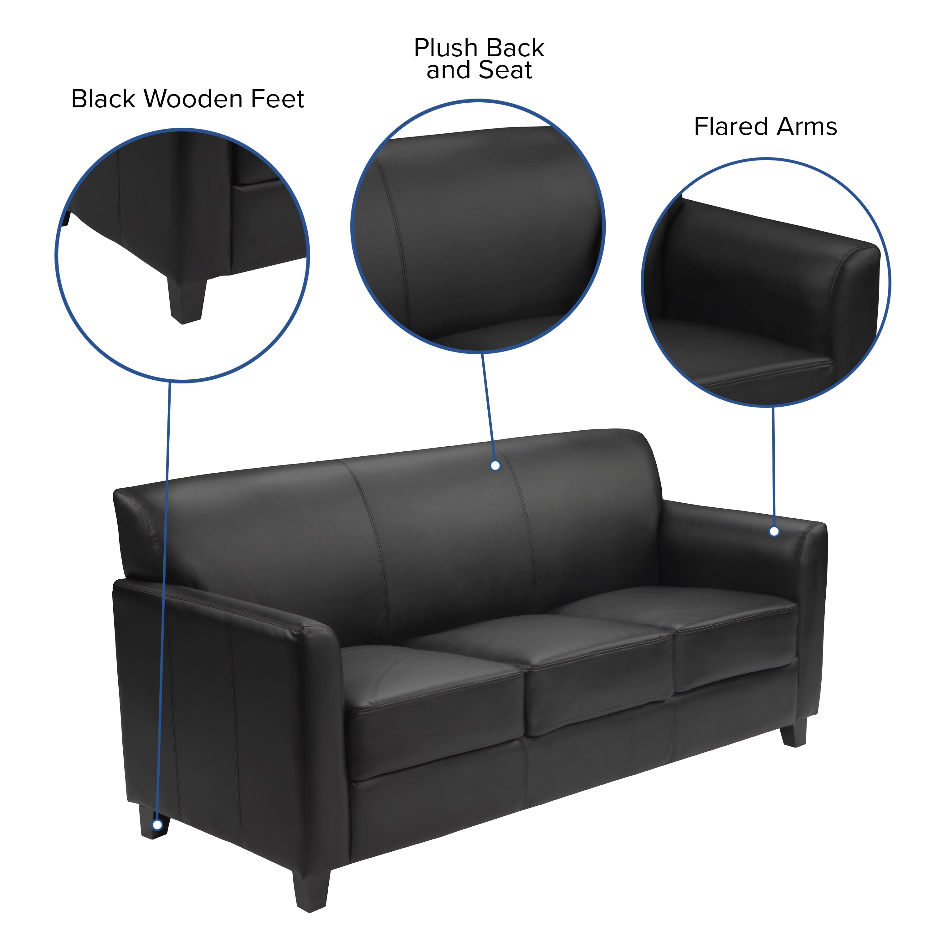 Premium FLASH HERCULES Diplomat Series Black LeatherSoft Sofa - Luxurious Comfort for Living Room, Office or Lounge Area