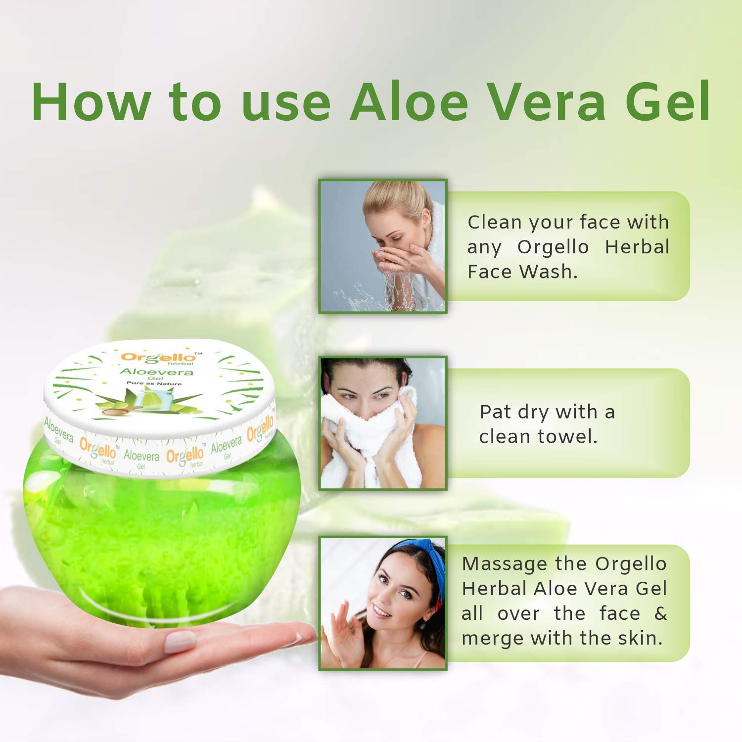 Orgello Herbal Aloe Vera Massage Gel for Face & Body - 100gm Pure Aloe Gel for Acne, Scars & Glowing Skin + Lemon Honey Face Wash (Pack of 2) - Perfect for Daily Skincare Routine & Post-Sun Care