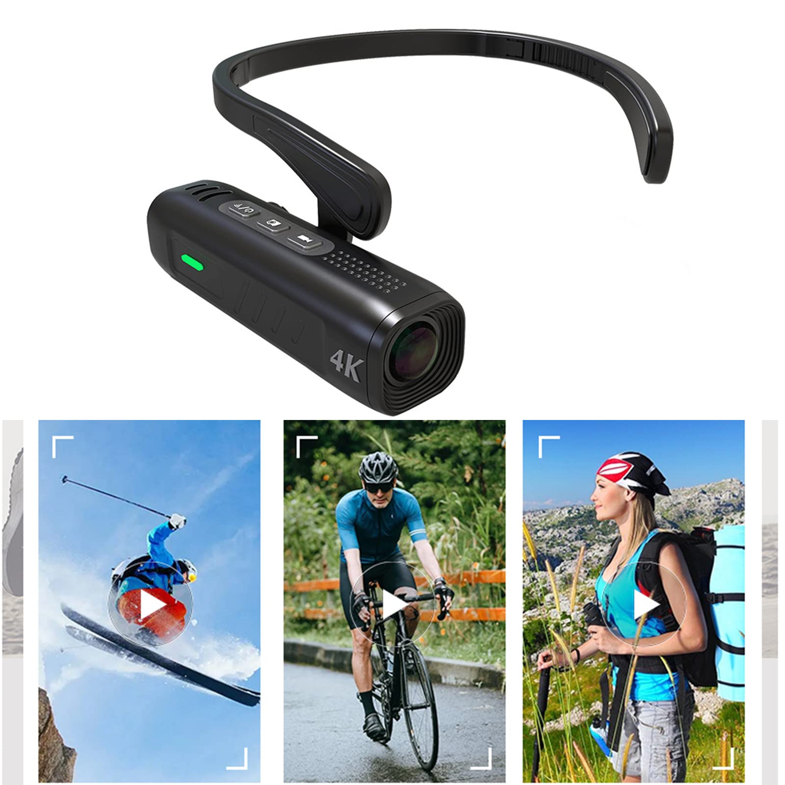 4K Wearable Action Camera with WiFi & APP Control - 2200mAh Rechargeable Sports Camera for Vlogging, Cycling, Skiing & Outdoor Adventures - Head-Mounted HD Webcam for YouTube Videos & Live Streaming