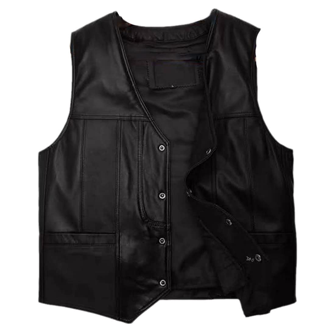 Men's Leather Vest Jacket - Winter & Spring Fashion Coat for Plus Size Men - Stylish Outerwear for Casual Wear, Outdoor Activities & Motorcycle Riding