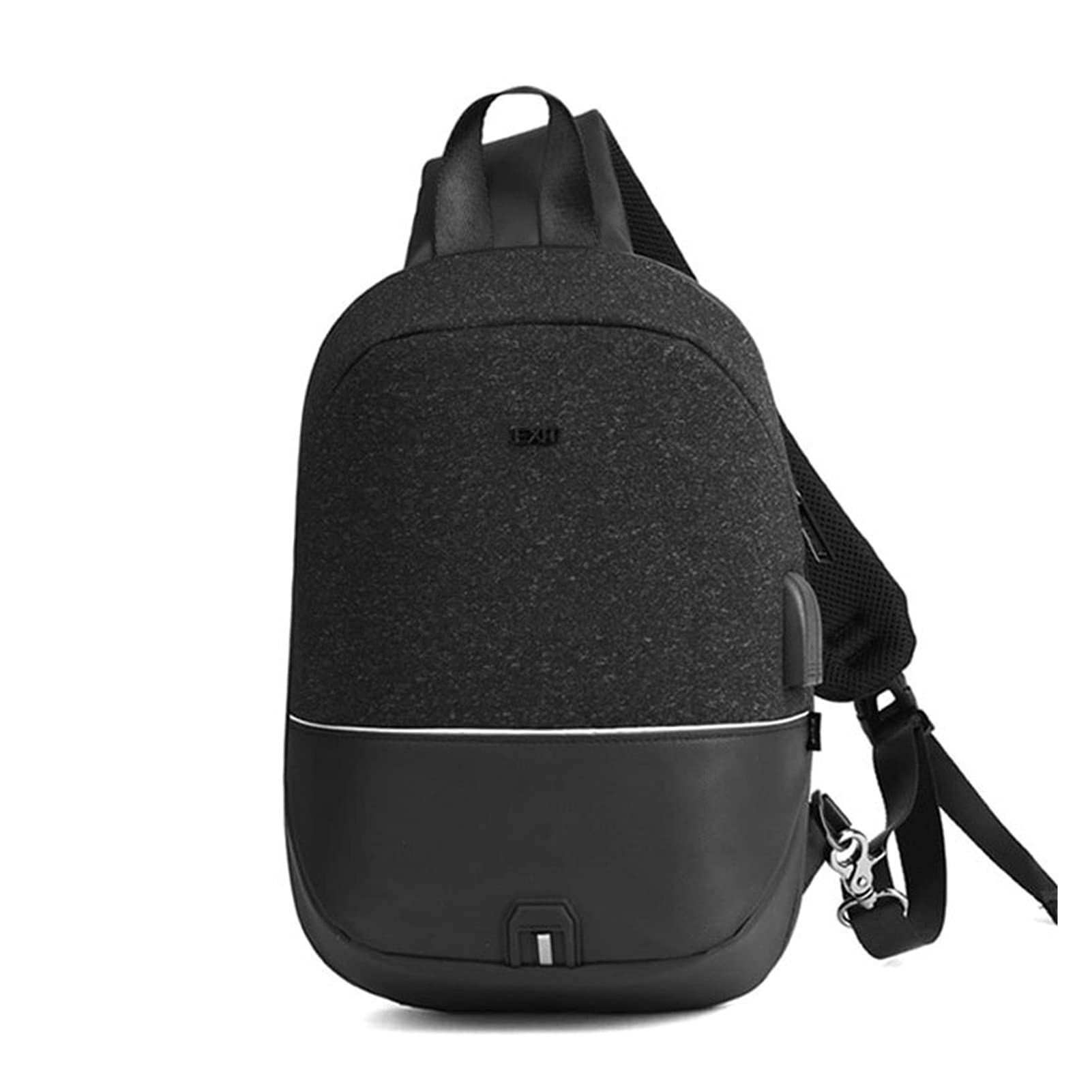 WOKEZ Men's Shoulder Sling Backpack - USB Charging Chest Bag, 23x10x33cm Black Daypack for Travel, Work & Outdoor Activities | Durable Messenger Bag with Charging Port