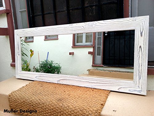 Reclaimed Wood Mirrors - Handcrafted White Wooden Wall Mirrors for Farmhouse, Rustic & Boho Home Decor - Perfect for Living Room, Bedroom & Bathroom
