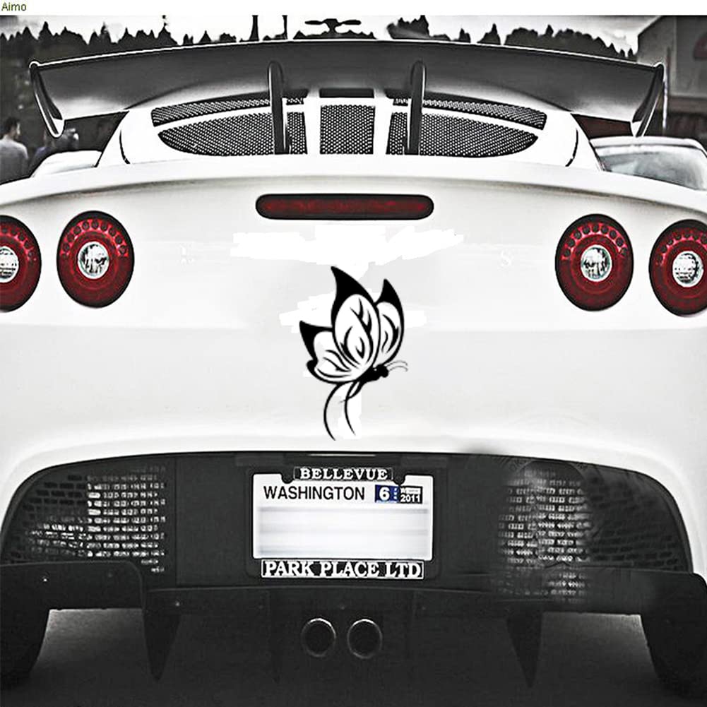 5 Pcs Reflective PVC Butterfly Car Decals - 12cm x 7.4cm Hollow Cut Stickers for Car Body Decoration & Scratch Cover - Waterproof Automotive Styling Accessories for Windows, Bumpers, and Doors