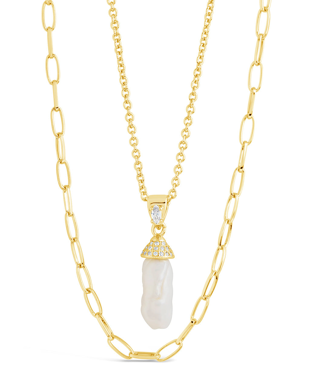 Nerissa Pearl & Chain Layered Necklace for Women - Elegant Layered Pearl Necklace with Gold Chain - Perfect for Weddings, Parties & Everyday Wear