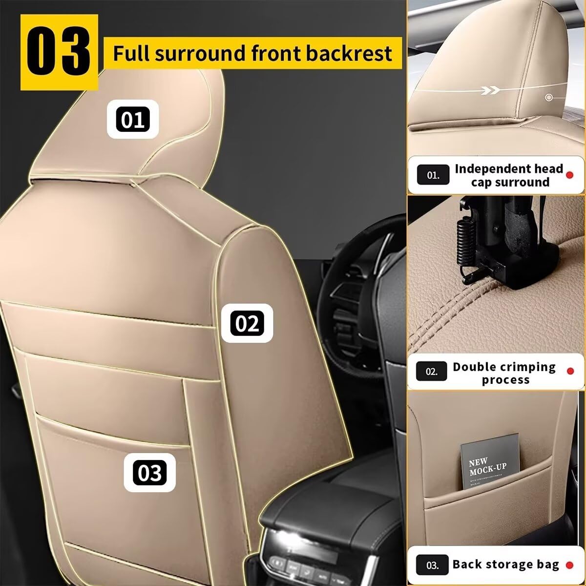 Premium Faux Leather Car Seat Covers Full Set for Subaru Crosstrek 2016-2024 - 5-Seat Protection Cushion (Beige) | Durable & Comfortable for Daily Commute, Road Trips & Family Adventures