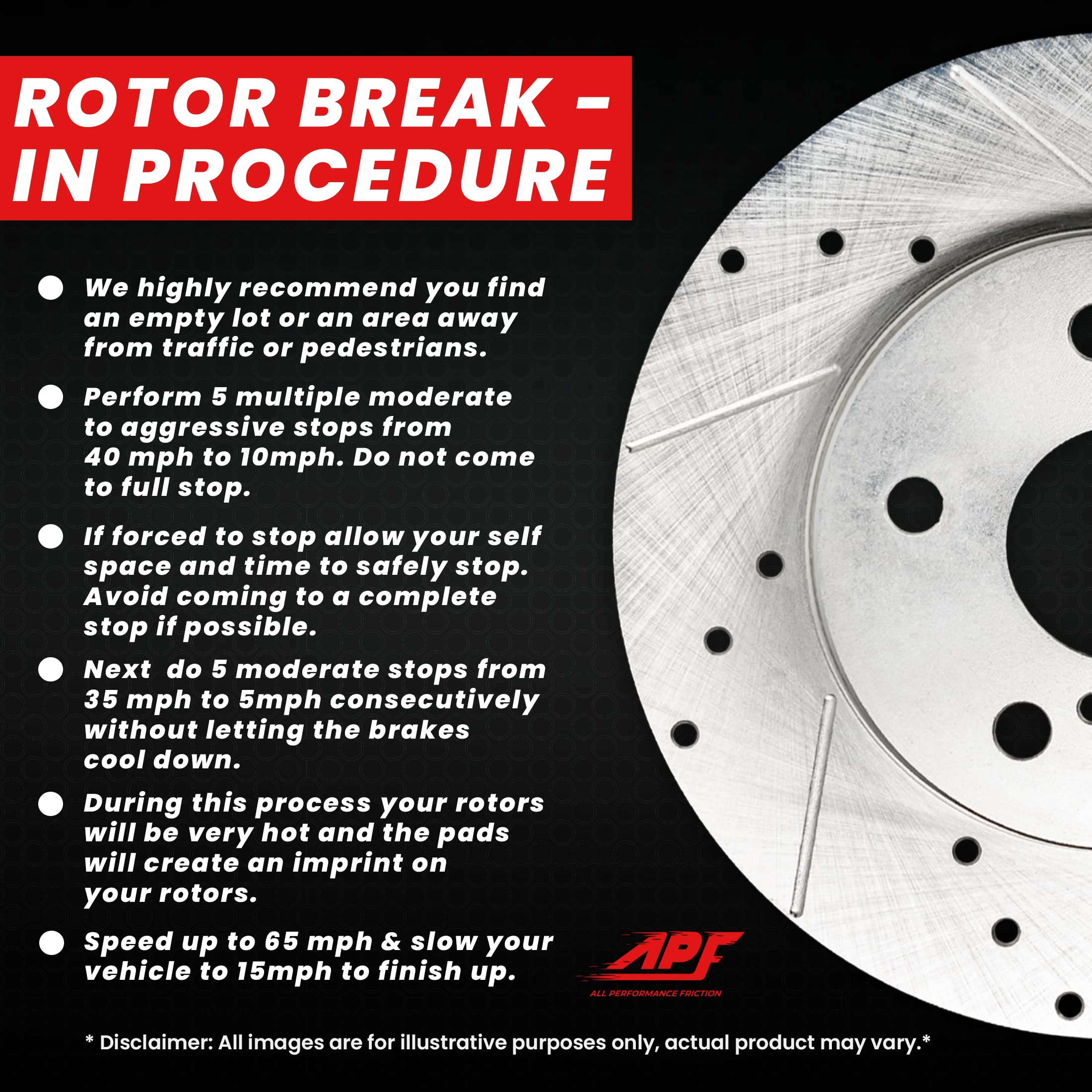 APF Front Brake Kit for Oldsmobile Silhouette 1997-2004 - Zinc Plated Drilled & Slotted Rotors with Carbon Fiber Brake Pads | 5-Lug | 10 Year Warranty | 2 Rotors & 4 Pads | Improved Stopping Power for Highway & City Driving