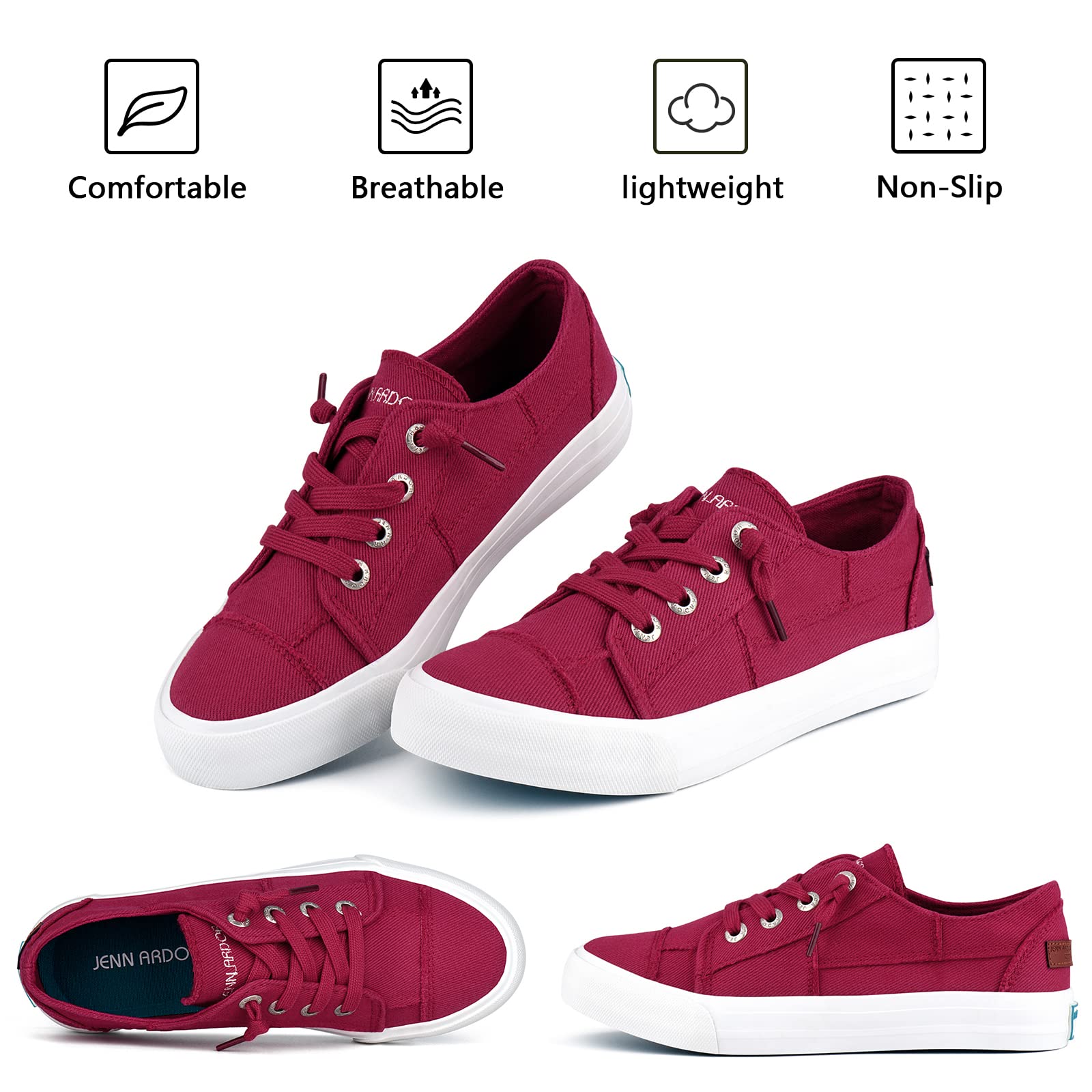 JENN ARDOR Women's Slip-On Canvas Sneakers - Low Top Comfortable Walking Shoes for Casual Outfits & Everyday Wear | Lightweight Flats for Work, Travel, and Running Errands