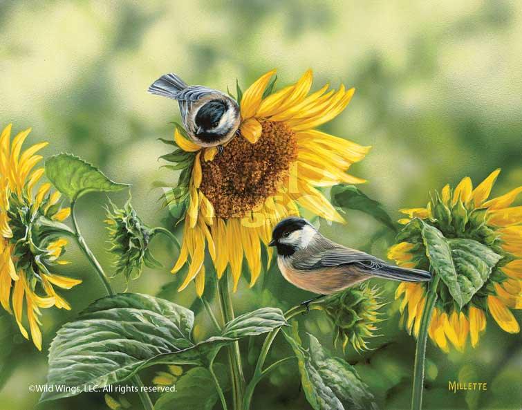 Harvest Goldfinches Paper Print - Beautiful Bird Wall Art for Home & Office Decor | Perfect for Living Room, Bedroom, or Gift