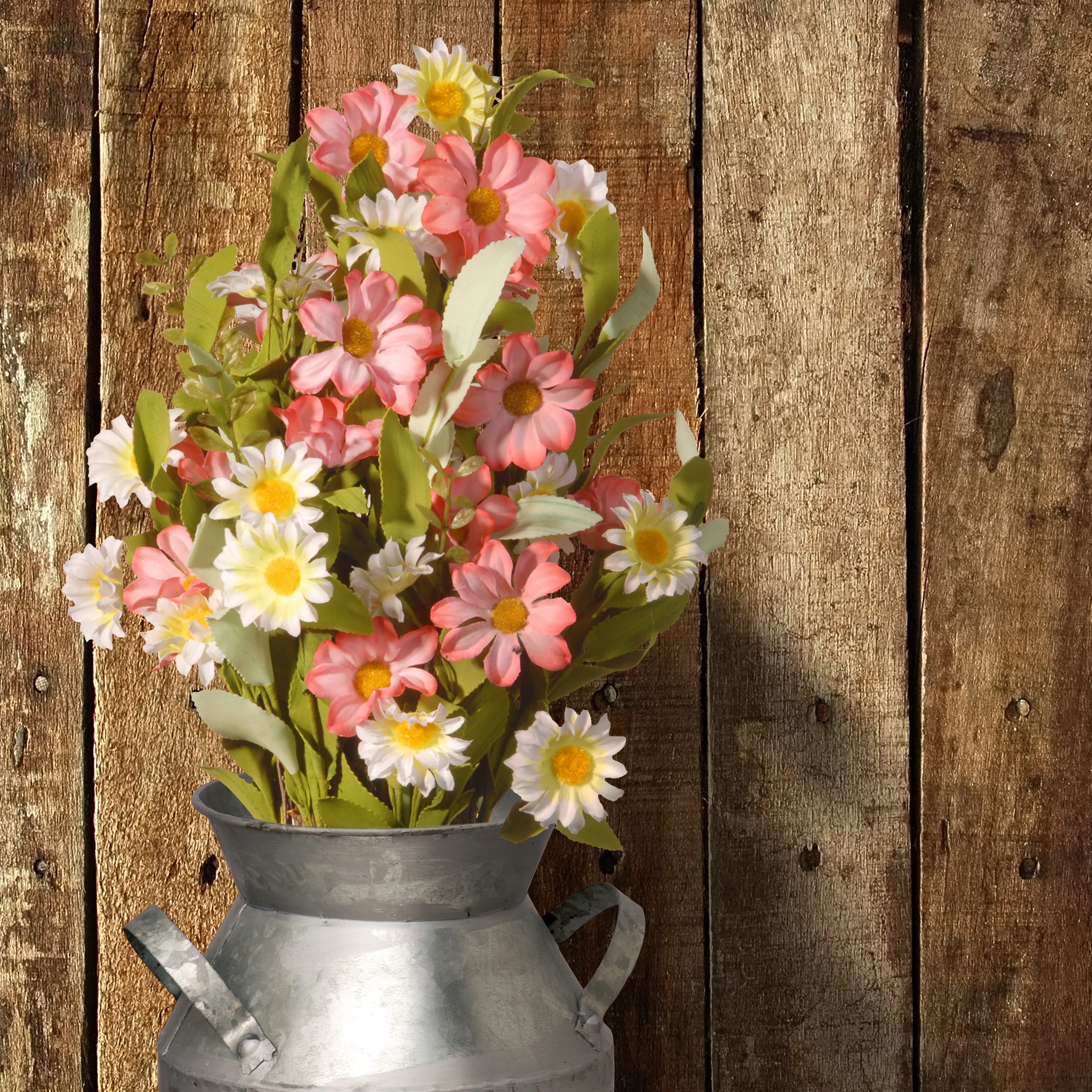 16 Inch Artificial Spring Bouquet with Pink and White Daisy Flowers - Perfect for Home Decor, Wedding Centerpieces, and Office Arrangements