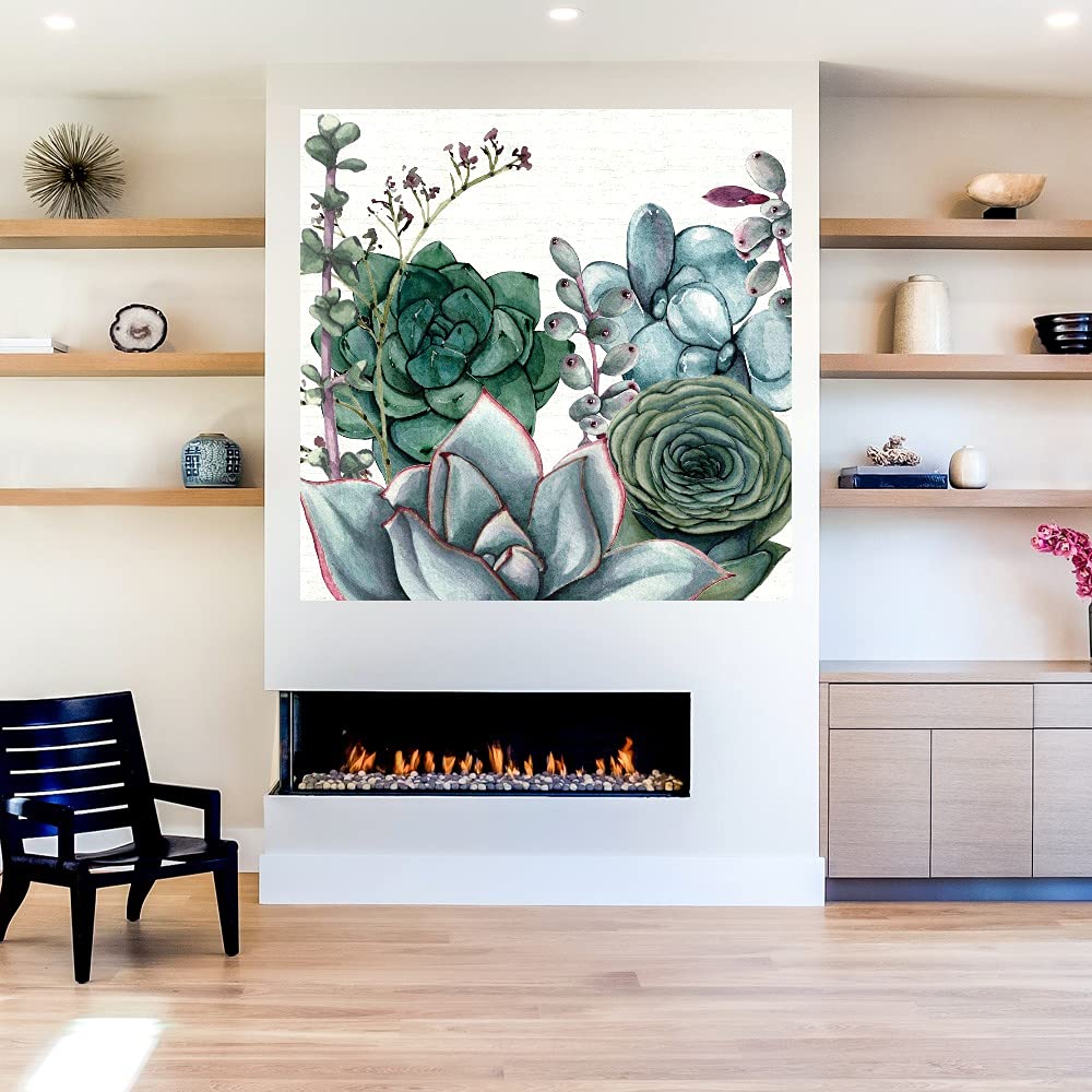 Succulent Garden Canvas Wall Art - 22x22 Inch Hand-Painted Fine Art by Susan Jill - Ready to Hang Home Decor for Living Room, Bedroom, Office - Perfect for Modern, Boho & Farmhouse Interior Design