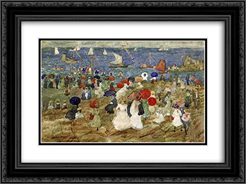 Maurice Prendergast Nantasket Beach 24x18 Framed Art Print - Black Ornate Double Matted Museum Quality Wall Decor for Living Room, Bedroom & Office