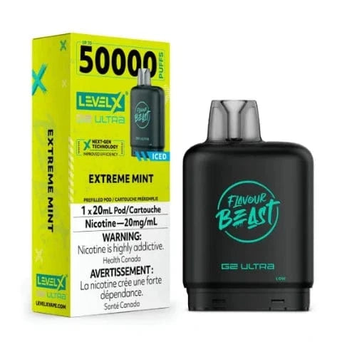 Flavour Beast Level X G2 Ultra Pods - 50,000 Puffs, 20mL E-Liquid, All Flavors | Long-Lasting Vape Pods for All-Day Use | Perfect for Travel, Work & Social Events
