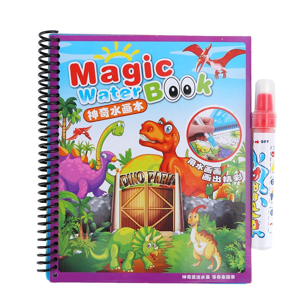 Reusable Dinosaur Water Coloring Book for Kids - Brain Game & Preschool Education, Perfect for Home Learning & Travel Activities