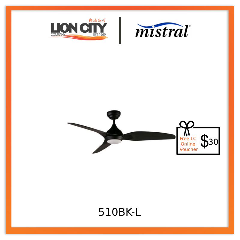 D'Fan 510BKL 50-Inch Modern Ceiling Fan with Remote Control - Energy Efficient Indoor/Outdoor Use - Perfect for Living Room, Bedroom, or Patio