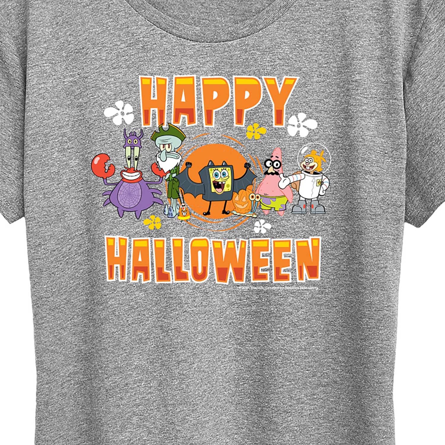 Spongebob Squarepants Happy Halloween Graphic T-Shirt for Women - Soft Short Sleeve Casual Tee - Funny Cartoon Costume Party Outfit & Everyday Wear