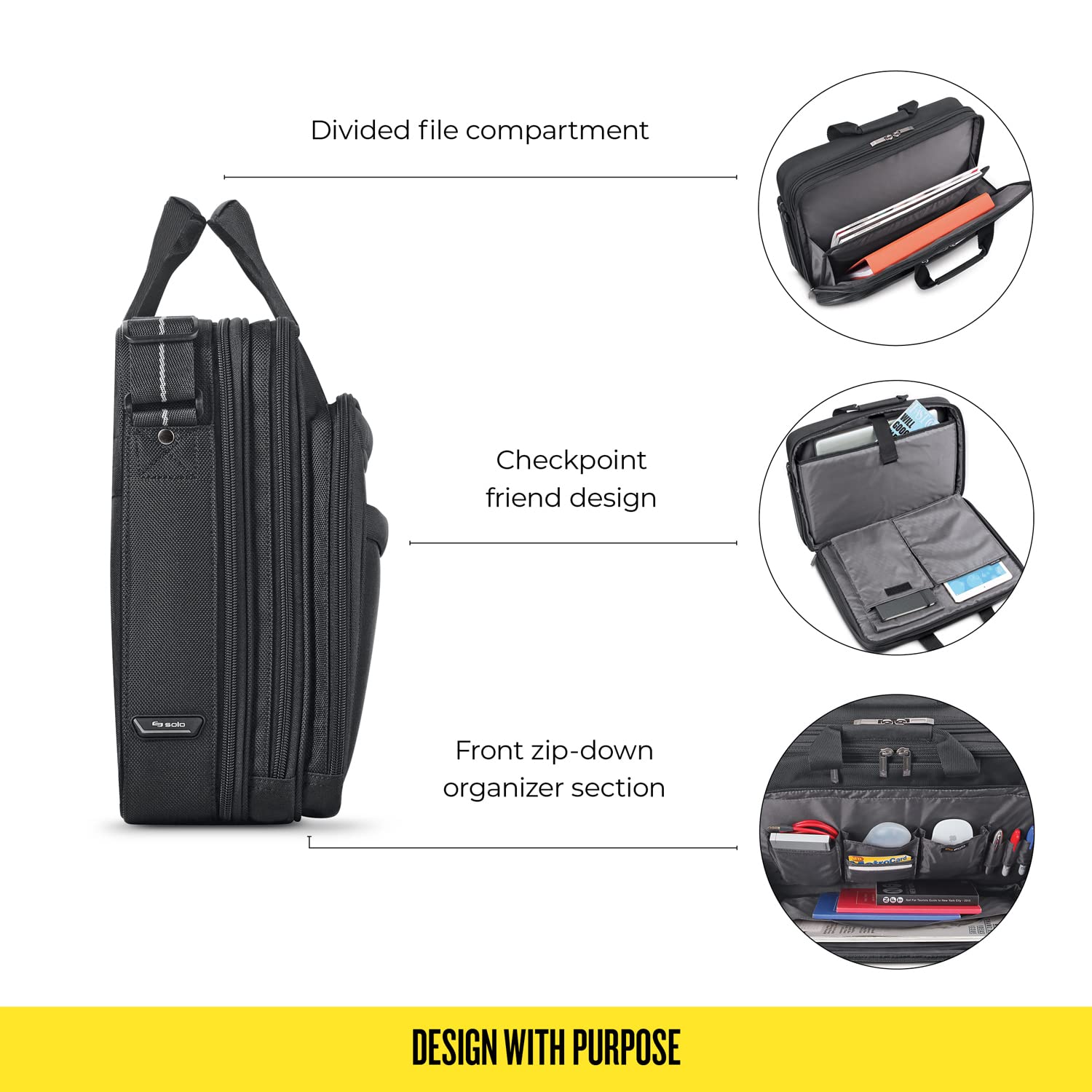 Solo New York Empire 17.3-Inch TSA Friendly Laptop Briefcase for Business Travel - Black/Grey - Perfect for Office, Commuting & Air Travel