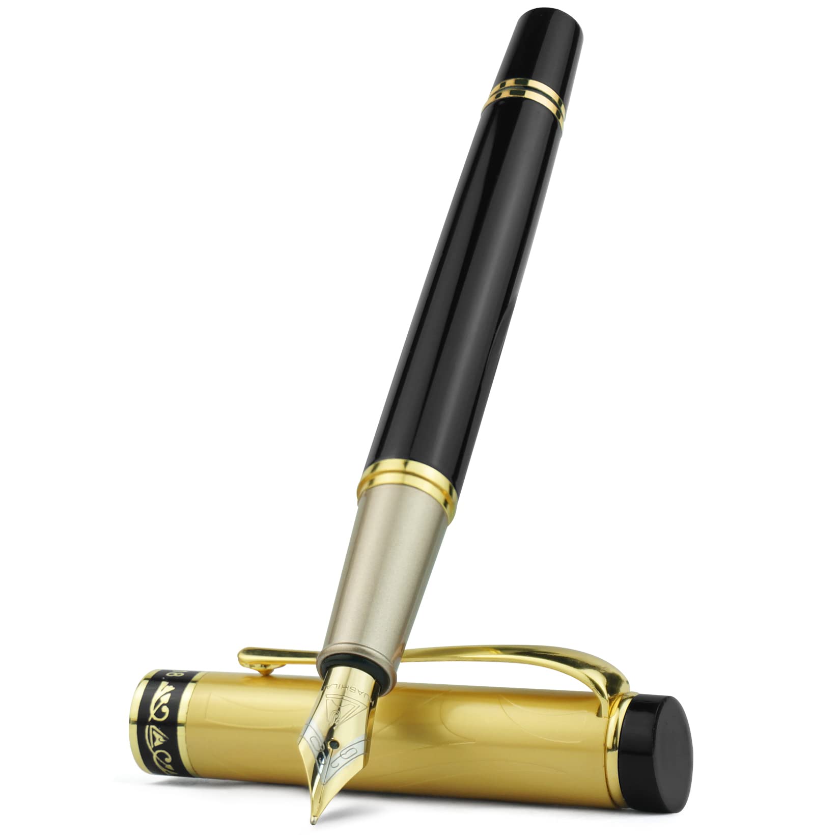 STONEGO 0.5mm Medium Nib Metal Calligraphy Fountain Pen - Smooth Writing & Drawing - Premium Executive Business Gift for Men & Women - Ideal for School, Office, Professionals & Journaling (Gold) - Perfect for Signing Documents, Creative Lettering & Elegant Note Taking